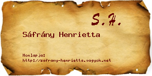 Sáfrány Henrietta névjegykártya